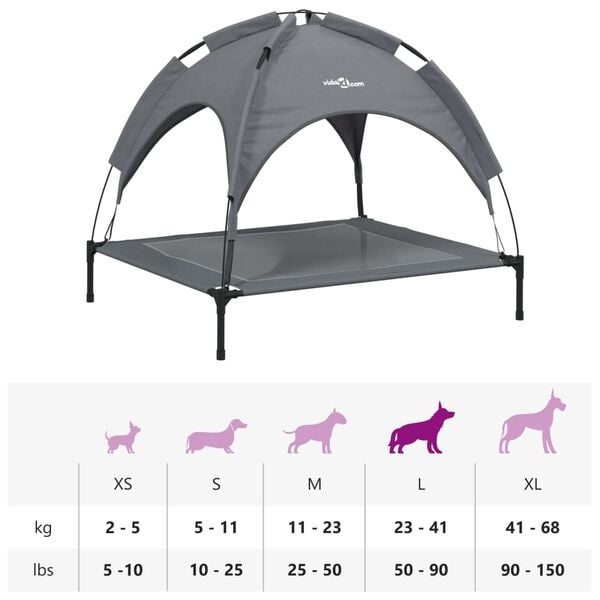 Vidaxl Lit surélevé pour chien avec auvent - Jusqu'à -33%