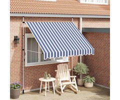 Vidaxl Store banne manuel rétractable 250 cm - Rayures bleu et blanc - Jusqu'à -35%