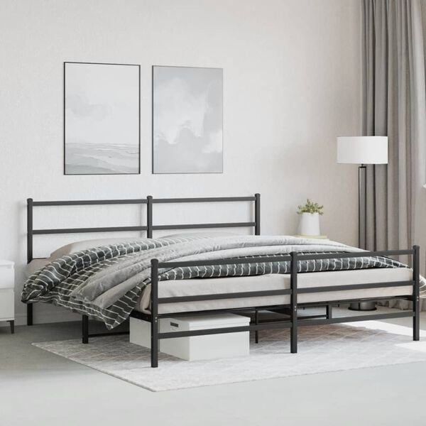Vidaxl Cadre de lit 180x200 cm en acier noir - Jusqu'à -35%