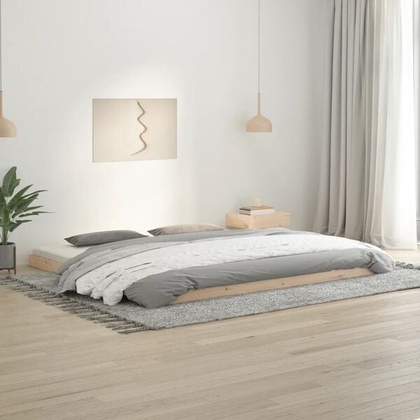 Vidaxl Cadre de lit en bois massif 200x200 cm - Jusqu'à -34% sur votre équipement