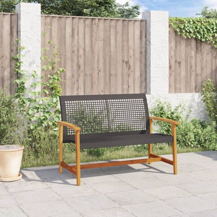 Vidaxl Banc de jardin en résine tressée et bois d'acacia - Jusqu'à -34%