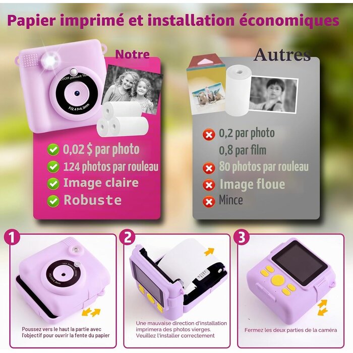 Appareil photo instantané enfant 1080p, carte 32 Go - Jusqu'à -33%