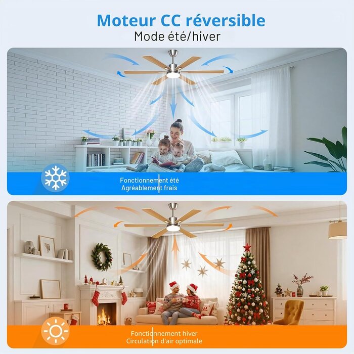 Ventilateur de plafond 132 cm silencieux - Jusqu'à 34 % de remise