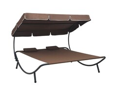 Vidaxl Lit de jardin double avec auvent - Jusqu'à 34% de remise