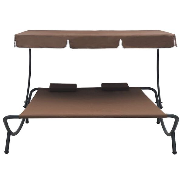 Vidaxl Lit de jardin double avec auvent - Marron - 64% de remise