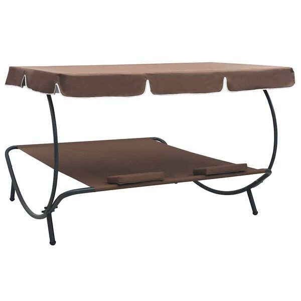 Vidaxl Lit de jardin double avec auvent - Marron - 64% de remise
