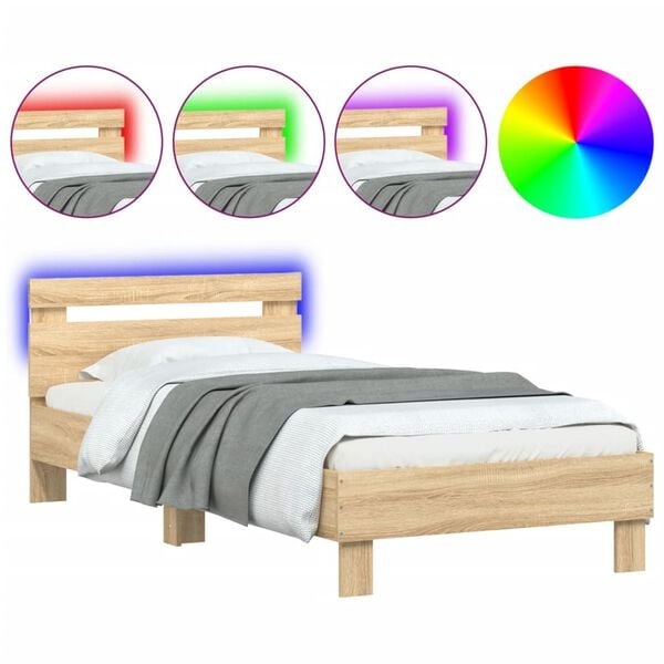 Vidaxl Lit 90x200 cm avec LED et tête de lit - Jusqu'à 34% de remise