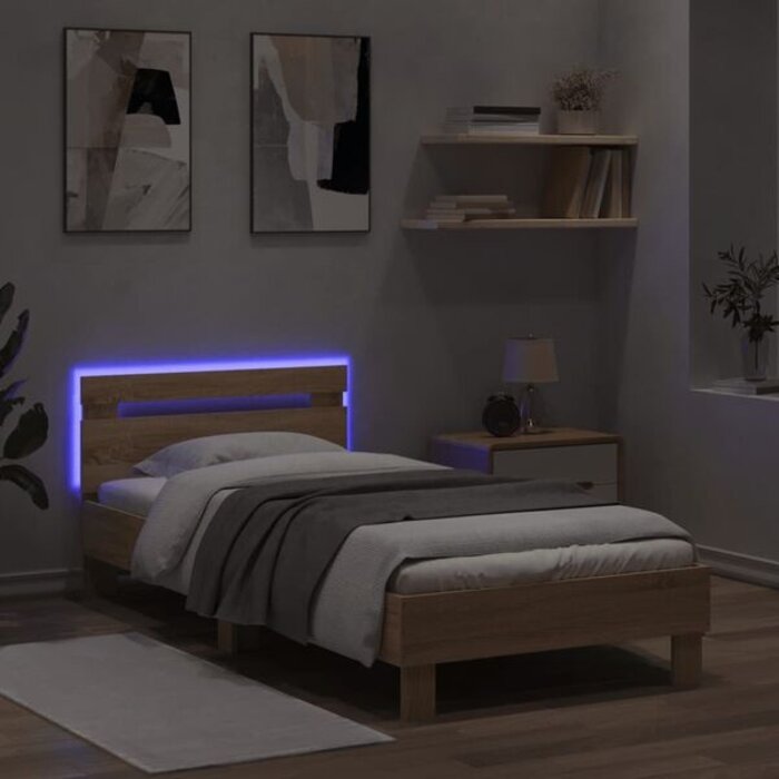 Vidaxl Lit 90x200 cm avec LED et tête de lit - Jusqu'à 34% de remise