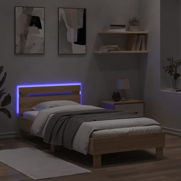 Vidaxl Lit 90x200 cm avec LED et tête de lit - Jusqu'à 34% de remise