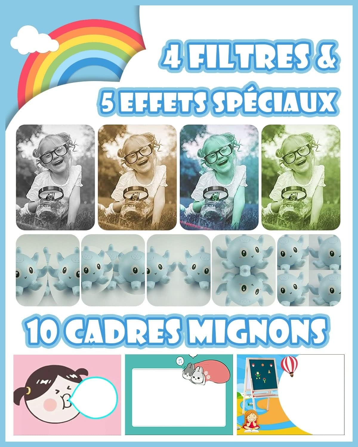 Appareil photo enfant 1080P - Objectif rotatif - Jusqu'à 31% de remise