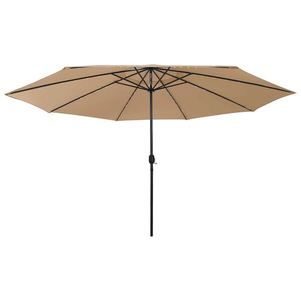 Vidaxl Parasol de jardin LED 400 cm Taupe - Jusqu'à 35% de réduction