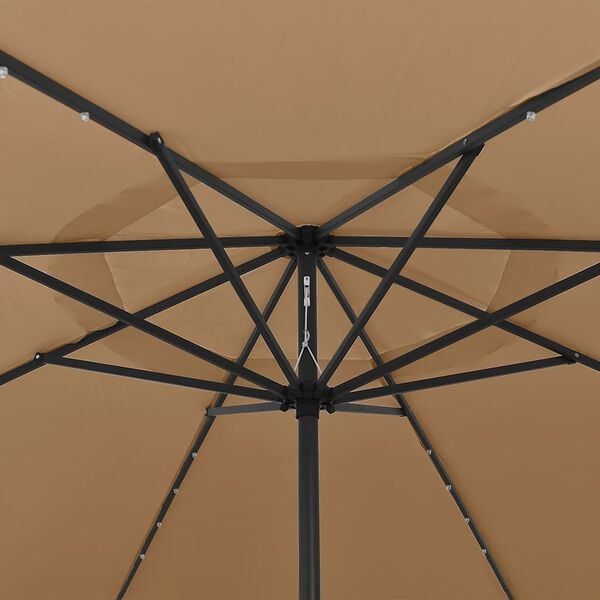 Vidaxl Parasol de jardin LED 400 cm Taupe - Jusqu'à 35% de réduction