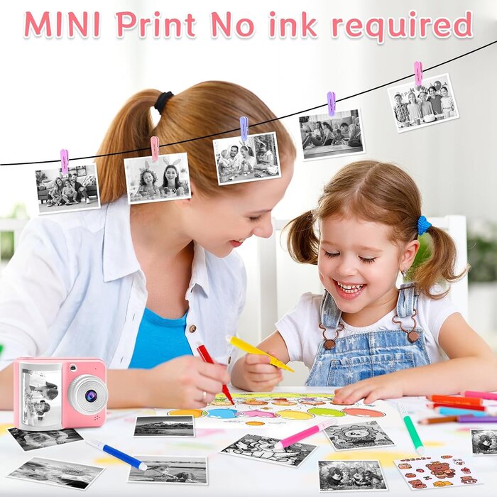 Appareil photo instantané enfant - Rose - 48MP - Jusqu'à -32% de remise