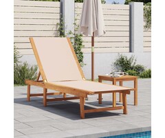 Vidaxl Bain de soleil en acacia et textilène crème - Jusqu'à 35% de réduction