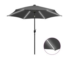 Vidaxl Parasol de jardin LED Anthracite 300 cm - Jusqu'à -35%