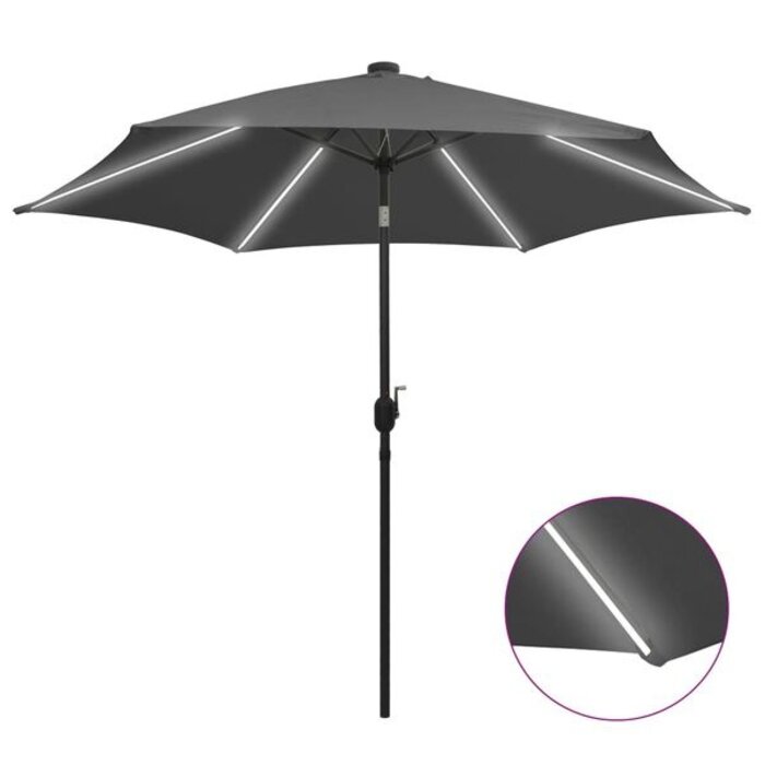 Vidaxl Parasol de jardin LED Anthracite 300 cm - Jusqu'à -35%