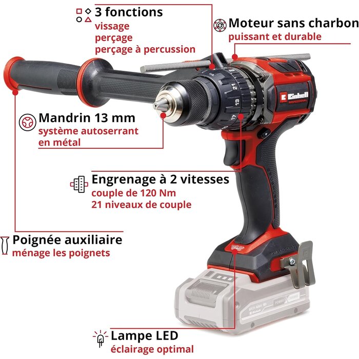 Perceuse-visseuse à percussion 18V 120Nm - Jusqu'à -35%
