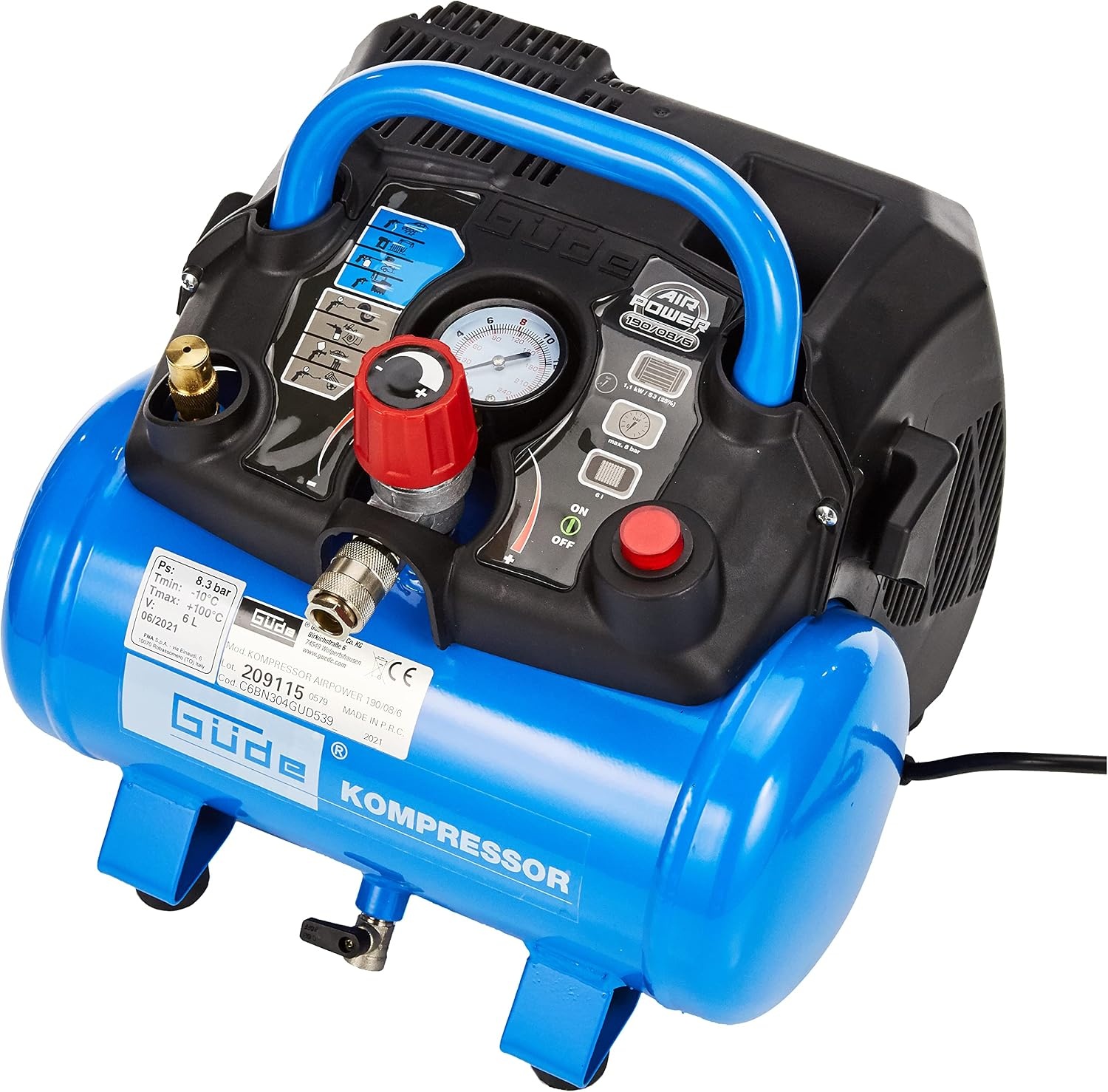 Compresseur d'air 6L 1100W avec accessoires - Jusqu'à 34% de réduction