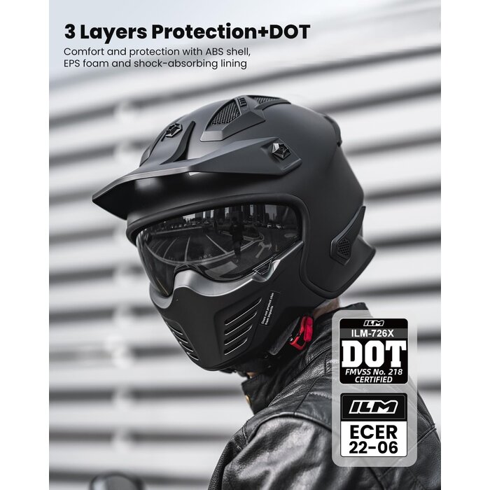 Casque Moto Jet Modulable - Noir Mat - Jusqu'à 46% de remise