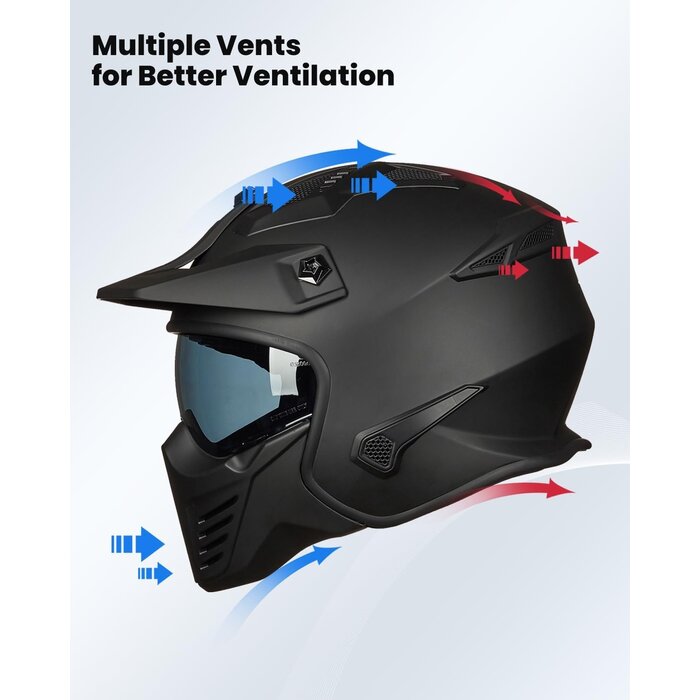Casque Moto Jet Modulable - Noir Mat - Jusqu'à 46% de remise