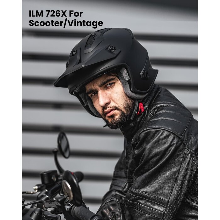 Casque Moto Jet Modulable - Noir Mat - Jusqu'à 46% de remise