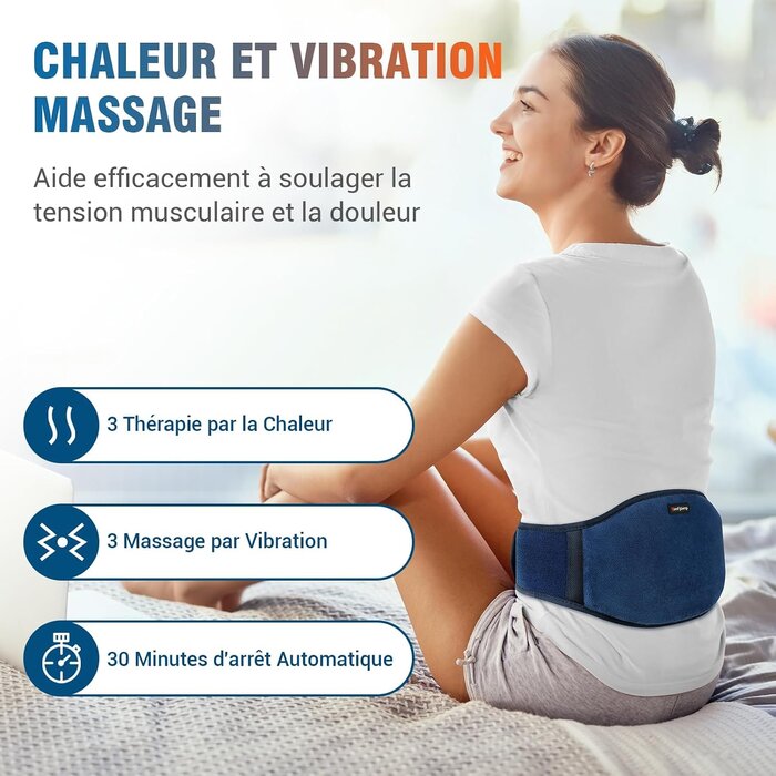 Ceinture chauffante et massante sans fil - Bleu - Jusqu'à -33%