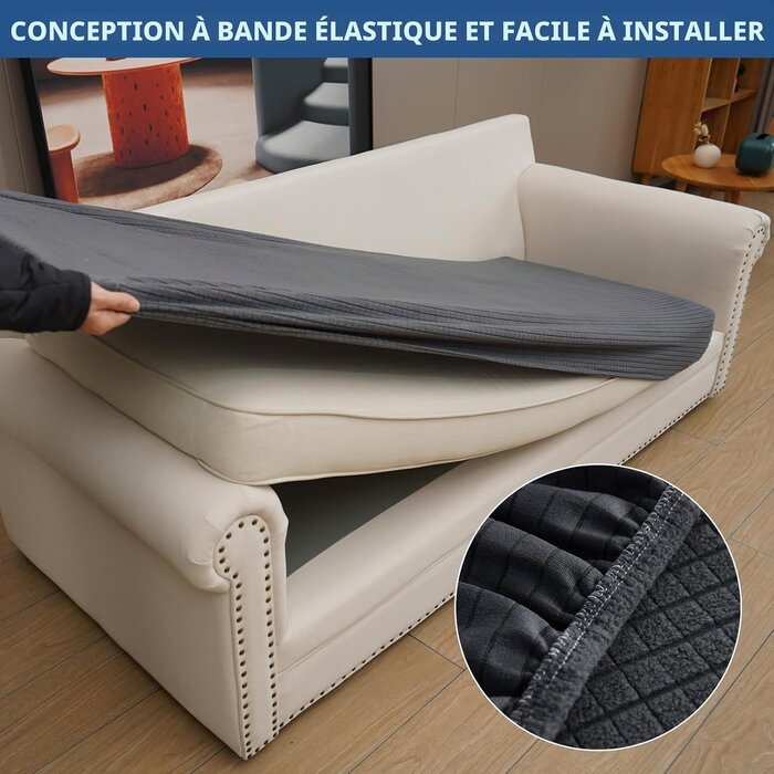 Housse extensible pour canapé 3 places - Gris foncé - Jusqu'à -33%