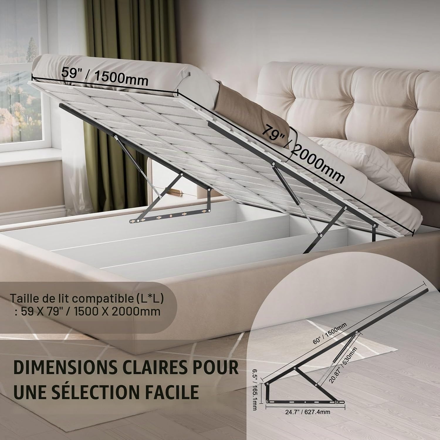 Mécanisme de levage pour lit 150x200 cm - Jusqu'à 32% de remise