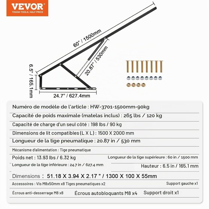 Mécanisme de levage pour lit 150x200 cm - Jusqu'à 32% de remise