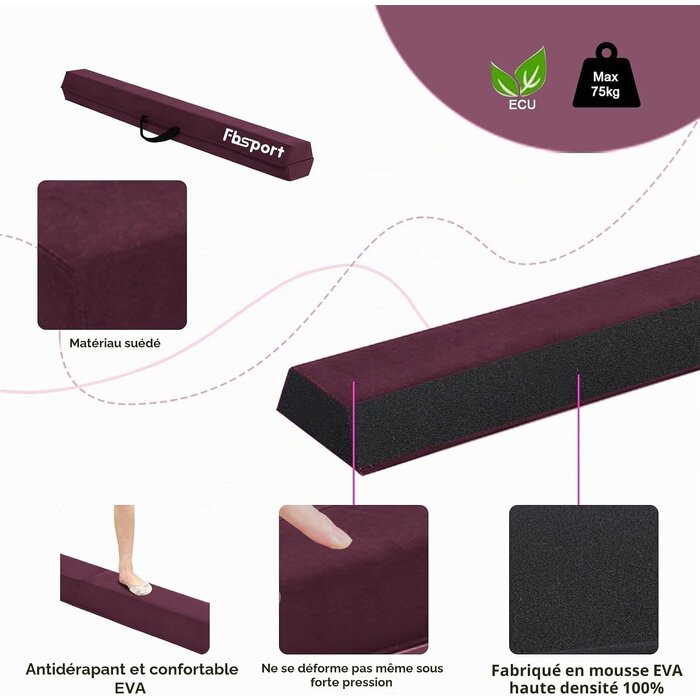 Poutre d'équilibre pliable 240cm - Violette - Jusqu'à 34% de réduction