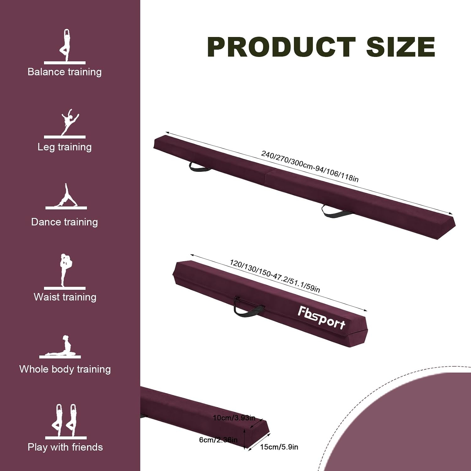 Poutre d'équilibre pliable 240cm - Violette - Jusqu'à 34% de réduction