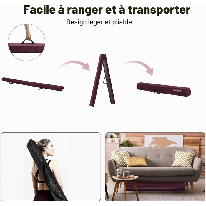 Poutre d'équilibre pliable 240cm - Violette - Jusqu'à 34% de réduction