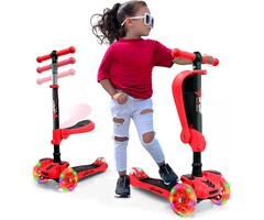 Trottinette 3 roues évolutive avec siège et LED - Jusqu'à -33%