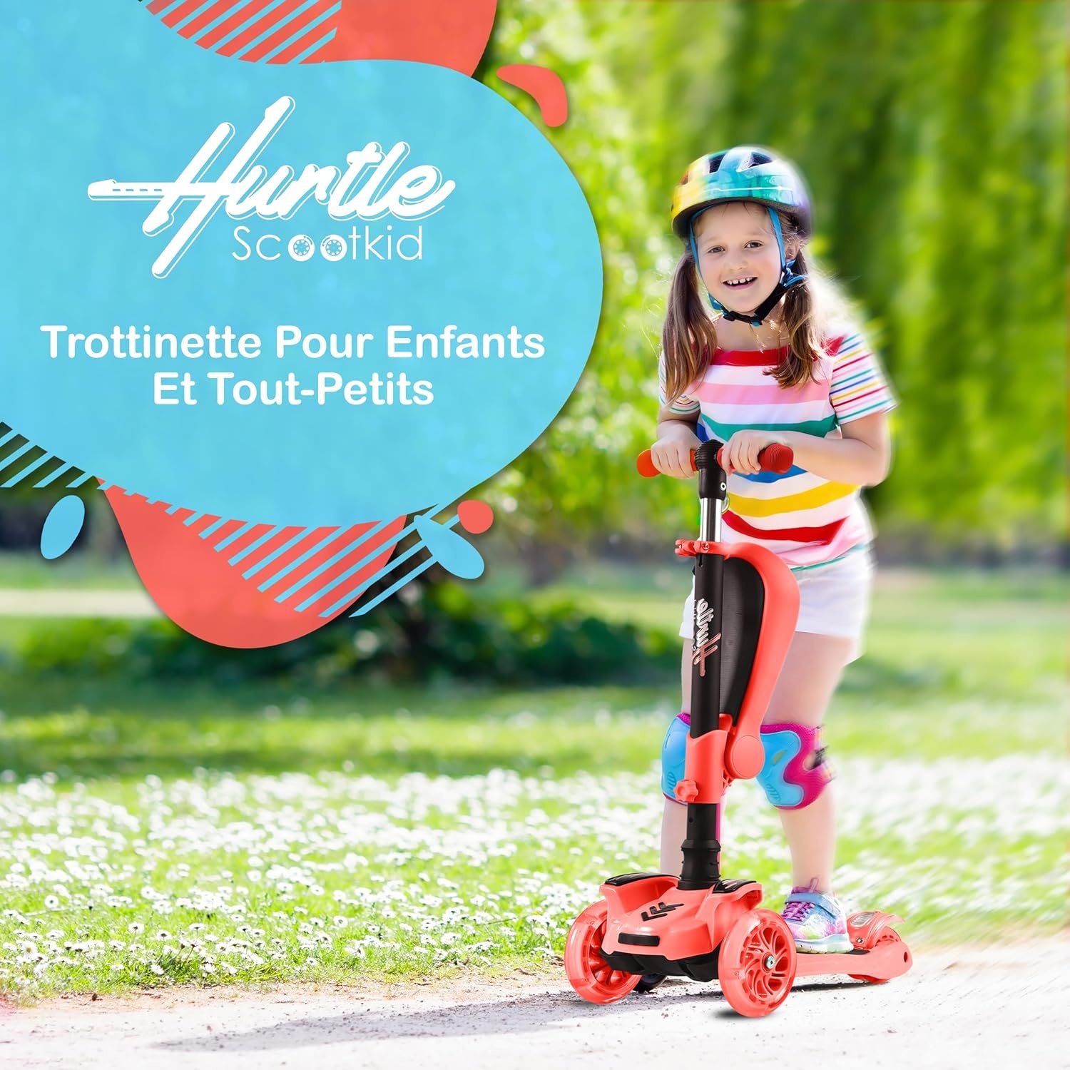 Trottinette 3 roues évolutive avec siège et LED - Jusqu'à -33%