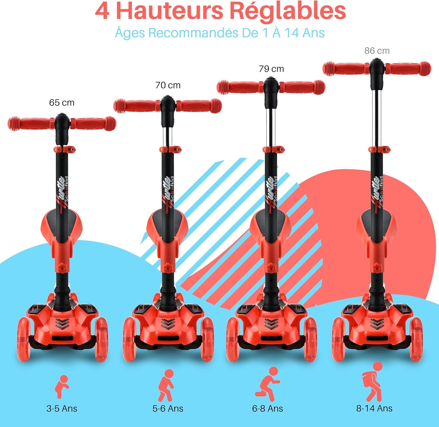 Trottinette 3 roues évolutive avec siège et LED - Jusqu'à -33%