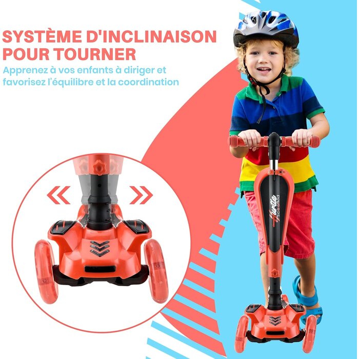 Trottinette 3 roues évolutive avec siège et LED - Jusqu'à -33%