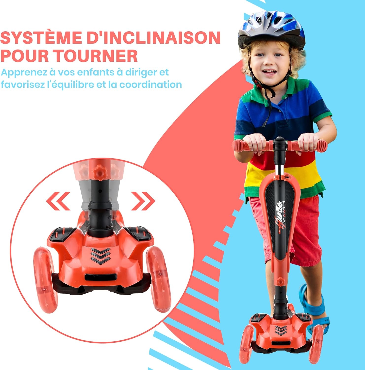 Trottinette 3 roues évolutive avec siège et LED - Jusqu'à -33%