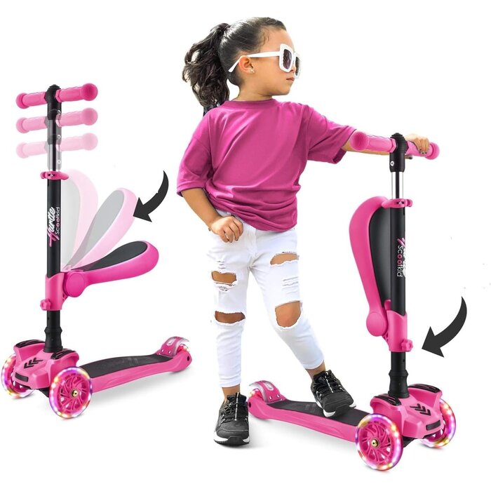 Trottinette 3 roues évolutive avec siège et LED - Jusqu'à -33%