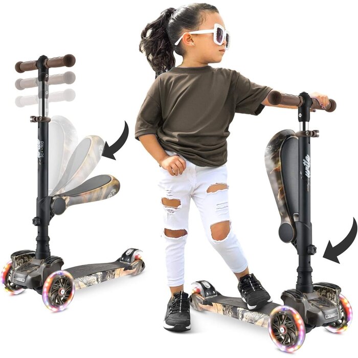 Trottinette 3 roues évolutive avec siège et LED - Jusqu'à -33%