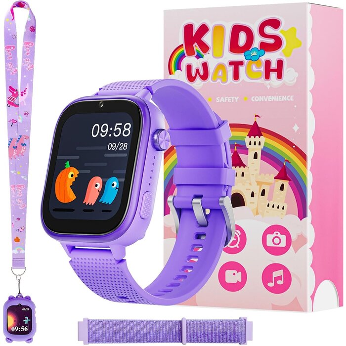 Montre Connectée 4G pour Enfants avec GPS - Lila - Jusqu'à 34% de remise