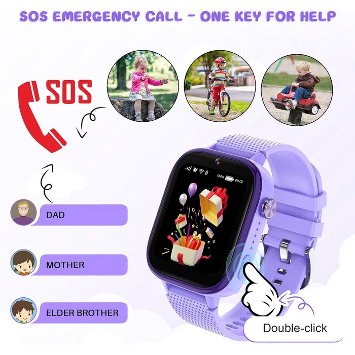 Montre Connectée 4G pour Enfants avec GPS - Lila - Jusqu'à 34% de remise
