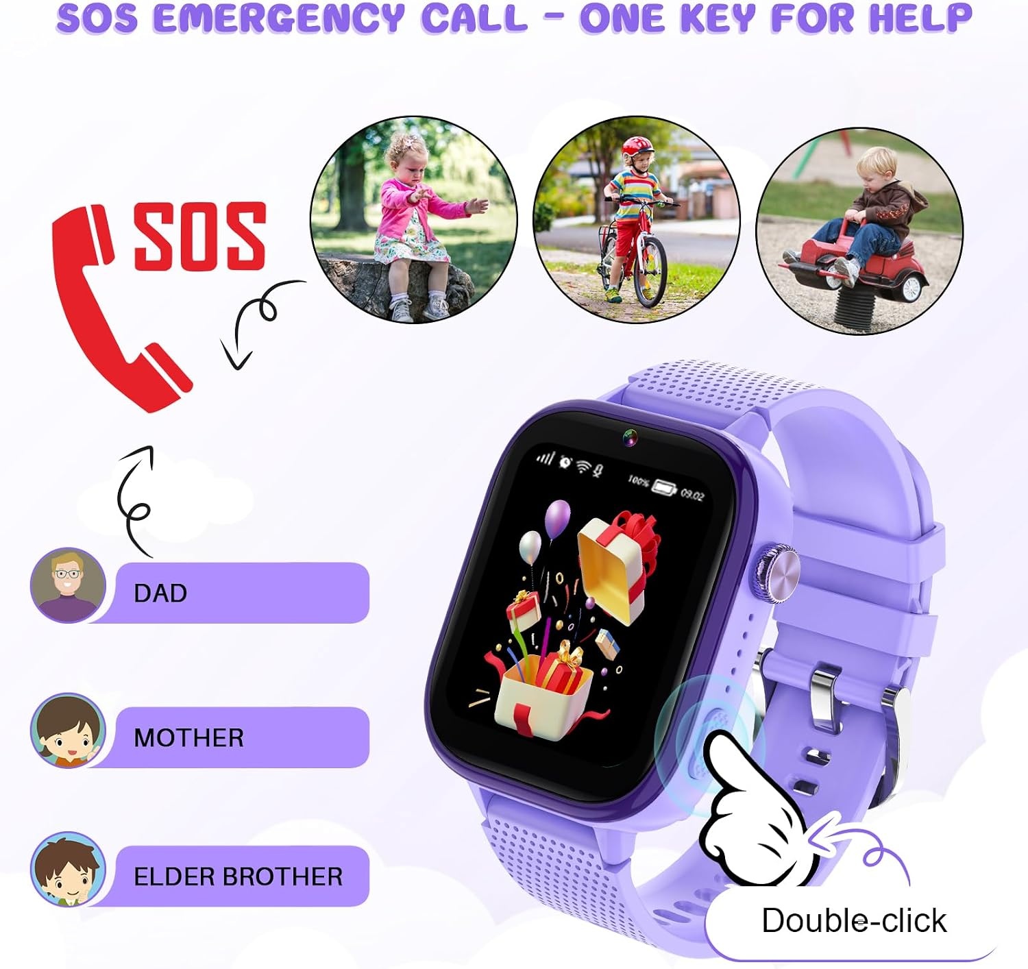 Montre Connectée 4G pour Enfants avec GPS - Lila - Jusqu'à 34% de remise