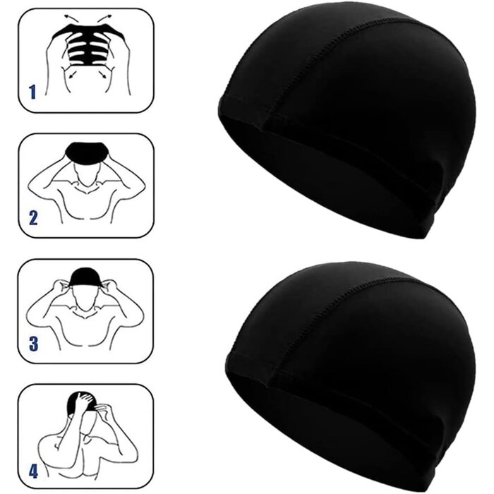 Lot de 2 bonnets de bain unisexe - Nylon élastique - Jusqu'à -27%