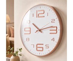 Horloge murale moderne silencieuse 30 cm Or rose - Jusqu'à -27% de remise