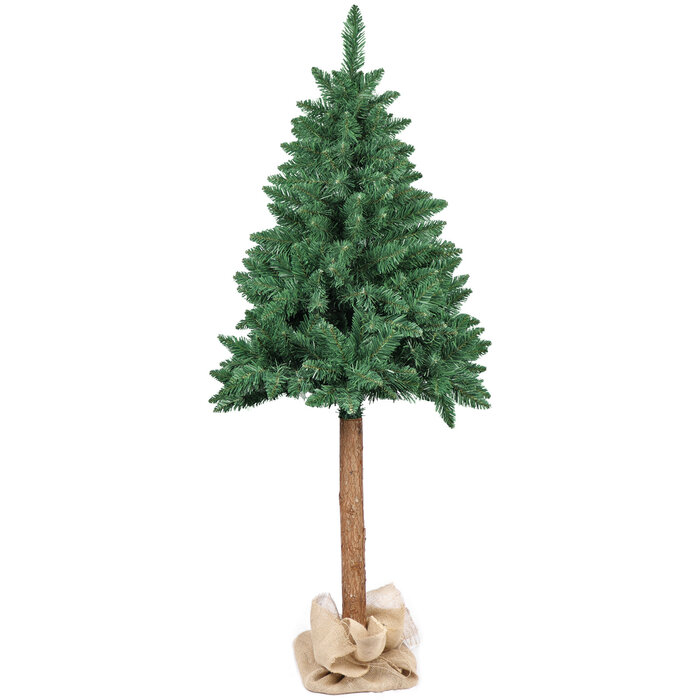 Sapin de Noël 160 cm avec tronc en bois naturel - Jusqu'à -33% sur l'outlet