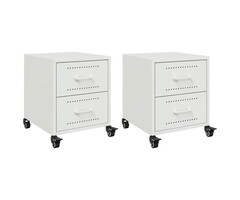 Vidaxl Lot de 2 tables de chevet en acier blanc - Jusqu'à -40%