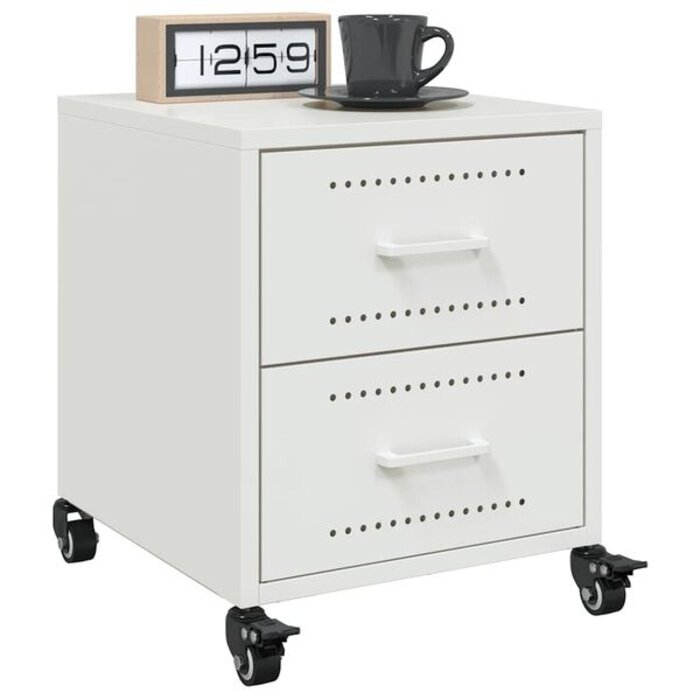 Vidaxl Lot de 2 tables de chevet en acier blanc - Jusqu'à -34%