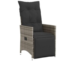 Vidaxl Chaise de jardin inclinable en rotin gris - Jusqu'à 40% de réduction