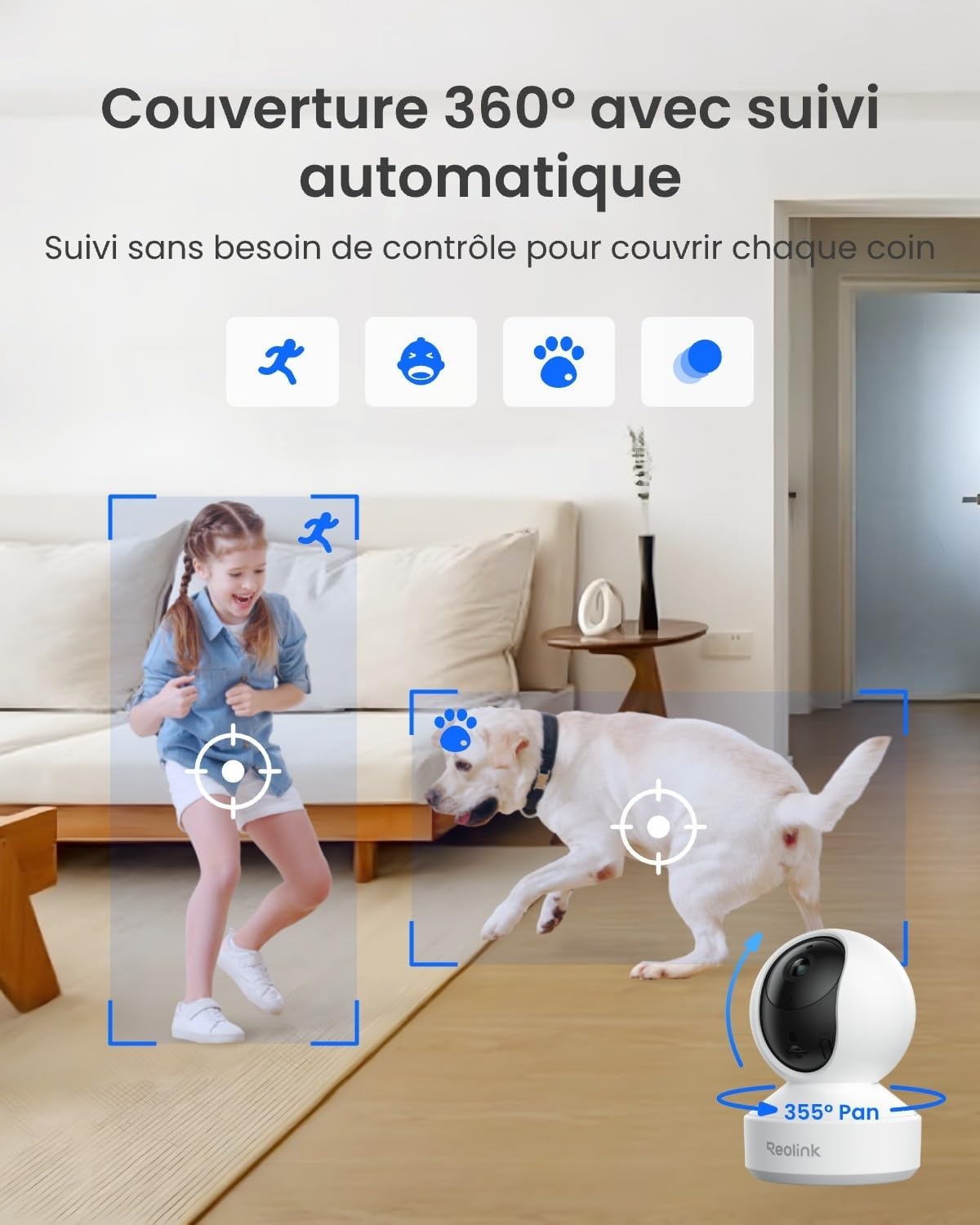 Caméra de surveillance intérieure 3K 5MP PTZ - Jusqu'à 34% de réduction