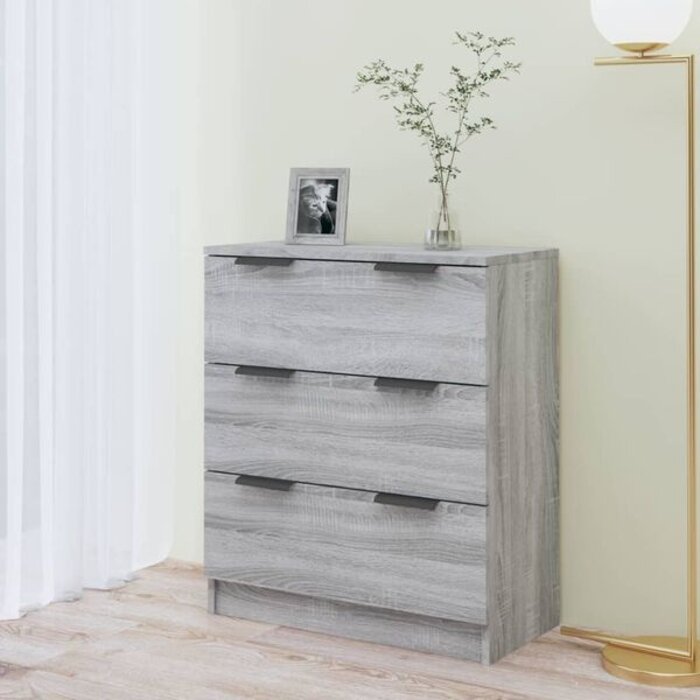 Vidaxl Buffet bas 3 tiroirs chêne sonoma gris - Jusqu'à -35% en outlet